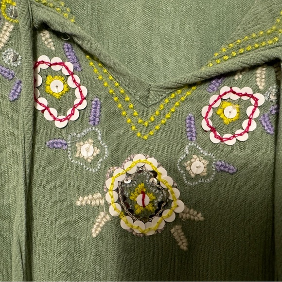 Anthropologie Floreat Gauze Embroidered Floral Top with Tassel - Picture 6 of 9